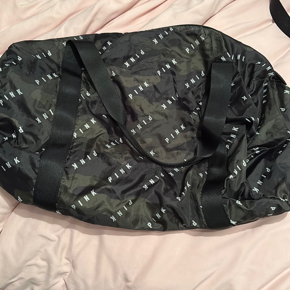 Pink duffle bag
